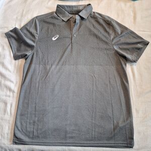 Asics men's Large gray polo shirt, dot pattern on top NWOT
